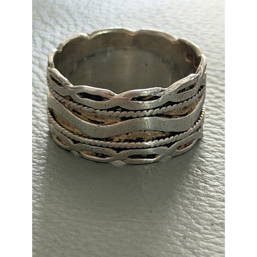 925 Sterling Silver Vintage MC Wavy Wide Band Ring Size 7 #443 - Picture 5 of 6